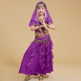 thumbnail image 2 of Ensemble de Jeu de Rôle de Danse pour Grandes Filles Tenues de Performance Robe Longue Sans Manches avec Maille Pailletée St pour Enfants Taille 9-10T, 2 of 6
