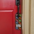 thumbnail image 4 of Geometric Dinosaurs Aztec Mayan Style Tyrannosaurus Triceratops Velociraptor Brontosaurus Pattern Plastic Door Knob Hanger Sign, 4 of 6
