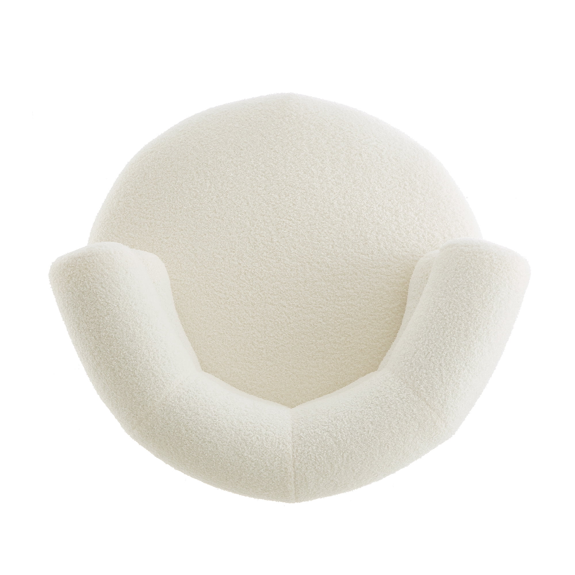 Euroco Swivel Accent Chair, 360° Swivel Barrel Chair with Round Back and Soft Cushion,Teddy Fleece Reading Chair Vanity Chair for Small Space,Living Room,Bedroom,White