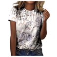 thumbnail image 1 of YDLCAFD T-Shirts pour Femmes Coupe Ample Boho Mode Décontractée Imprimé Col Rond Manches Courtes Pull T-Shirt, 1 of 5