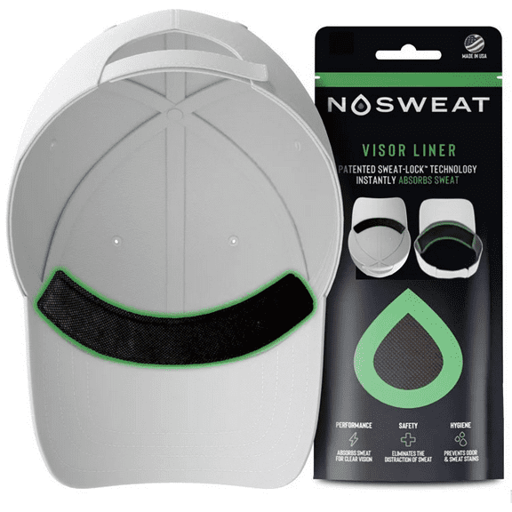 NoSweat Hat Sweat Guard Liner - Thin Visor Sweatband Patented SweatLockTechnology (3) Black