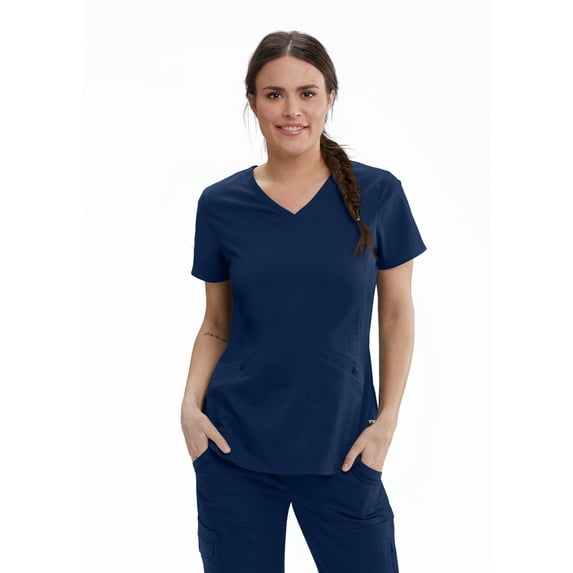 Grey's Anatomy Womens GRST013 Zoe Princess Seam Scrub Top-Indigo-L