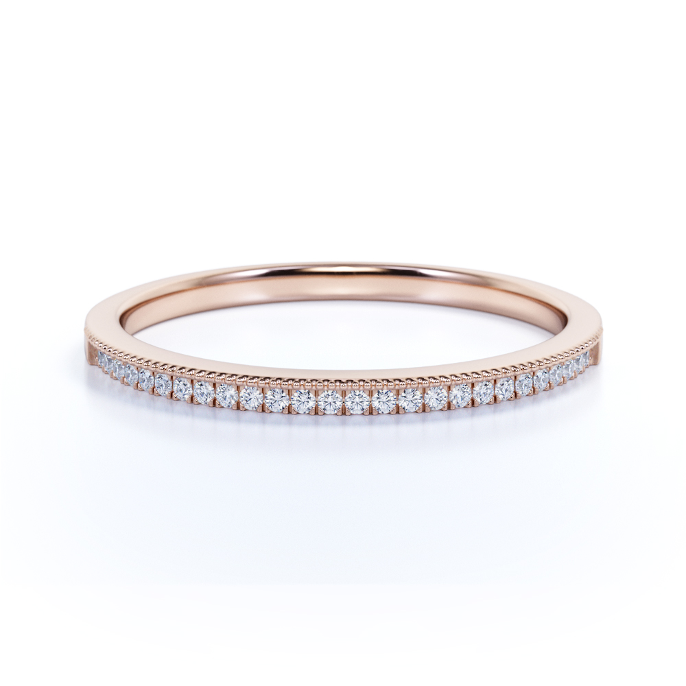 Dainty Modern Diamond Stackable Wedding Band in 10k White Gold