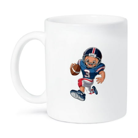 3dRose, An image of funny football player with a ball in his hand sport gift, 11oz Mug
