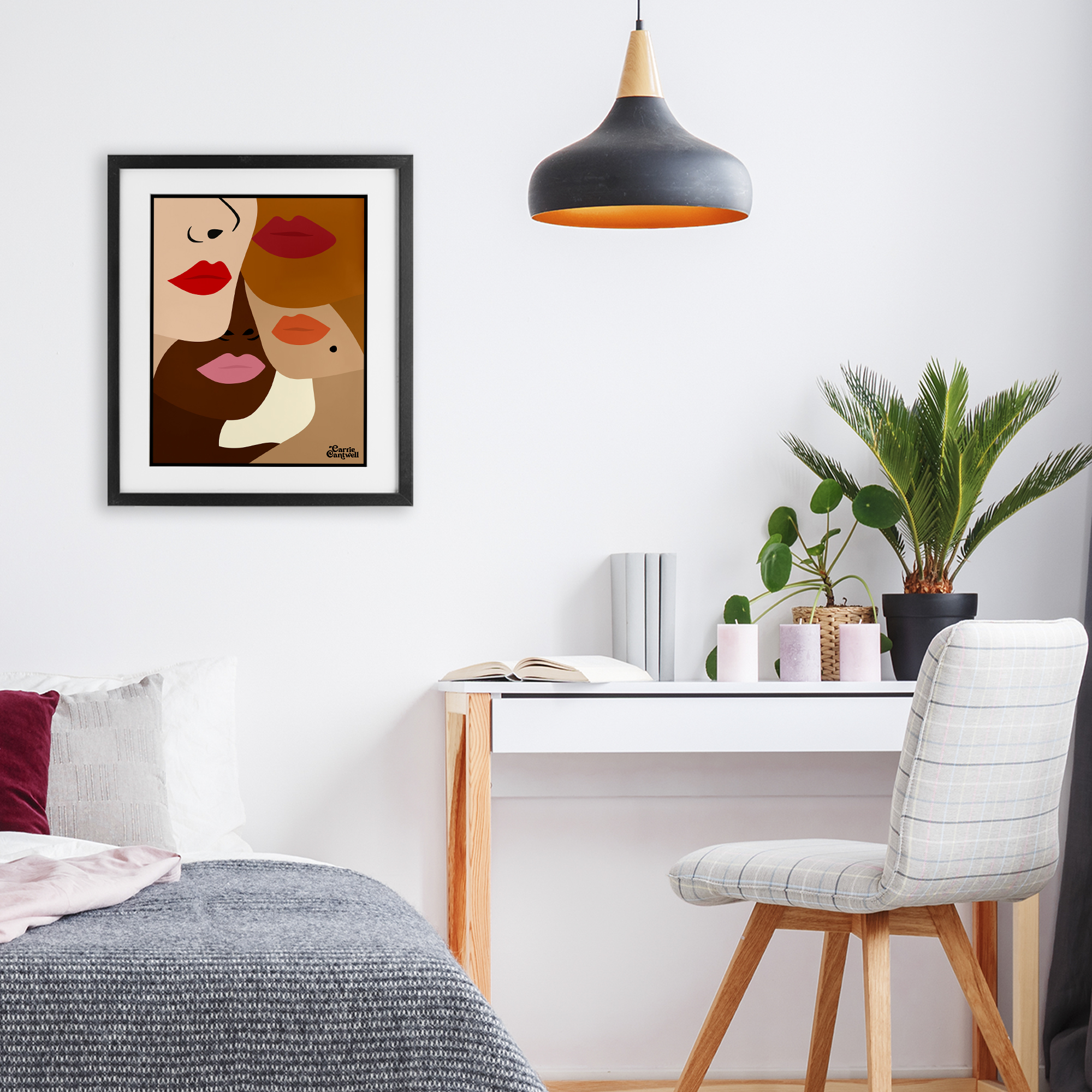 Many Faces of Women Black Framed Print Under Glass, design by Carrie Cantwell