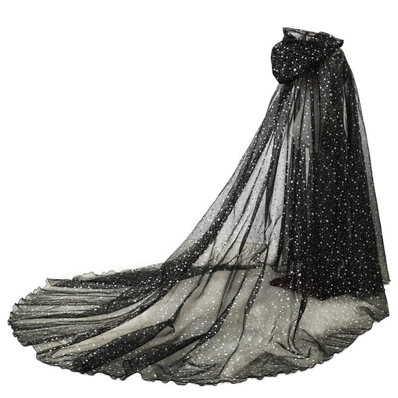 Yvsxxv 1Pc Black Starry Glitter Hooded Cloak Shiny Formal Outerwear for Women Men