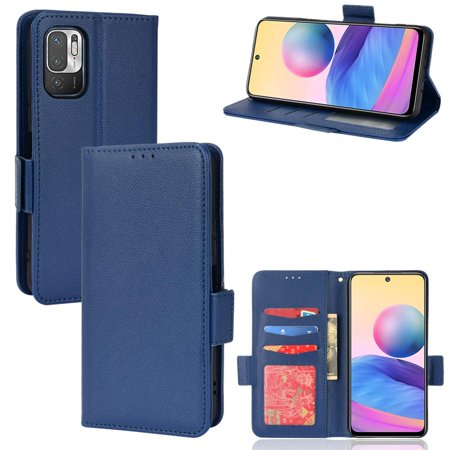 Case for Xiaomi Poco M3 Pro Side Buckle Pu Leather Wallet Magnetic Card Slots Holder