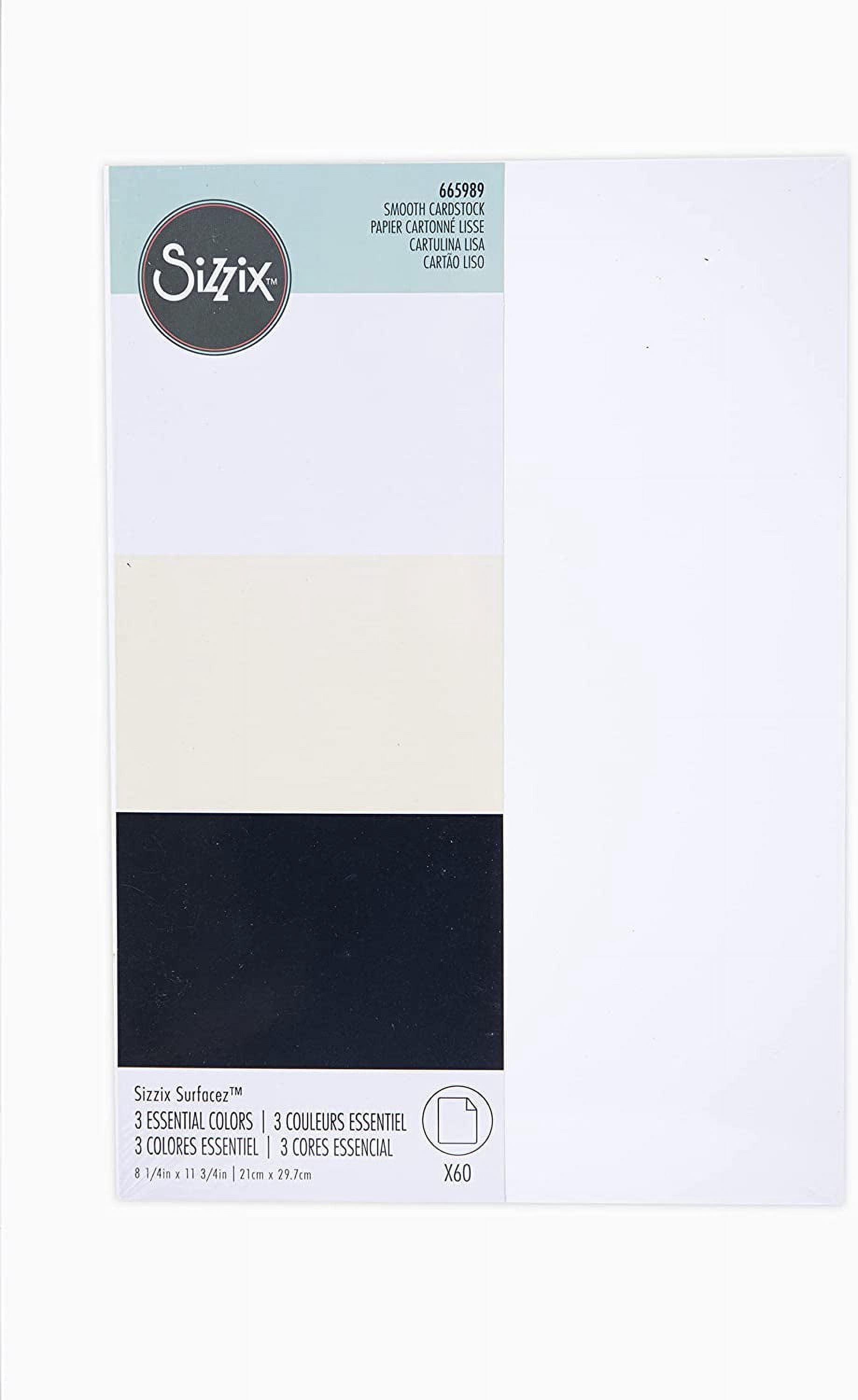 Sizzix Surfacez Smooth Cardstock 270gms 8.25"X11.75" 60/Pkg-Black, Ivory & White