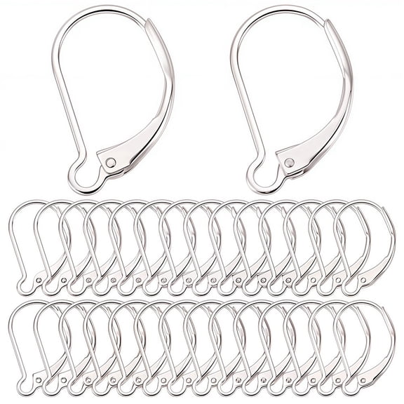 1 box 40pcs 925 Sterling Silver Plated Leverback Earring Findings French Leverback Earring Hooks Lever Back Earwire Leverbacks for Jewelry Making Accessories DIY Dangle Earrings Supplies