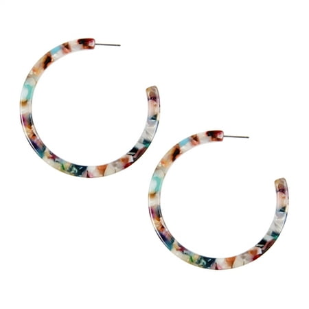 Riah Fashion Lightweight Multi Color Resin Hoop Earrings 2.50