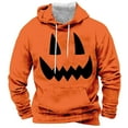 thumbnail image 2 of Pumpkin Face Halloween Hoodies for Men 2025 Spooky Pumpkin Graphic Hooded Sweatshirt with Pockets Halloween Pullover Tops, 2 of 5
