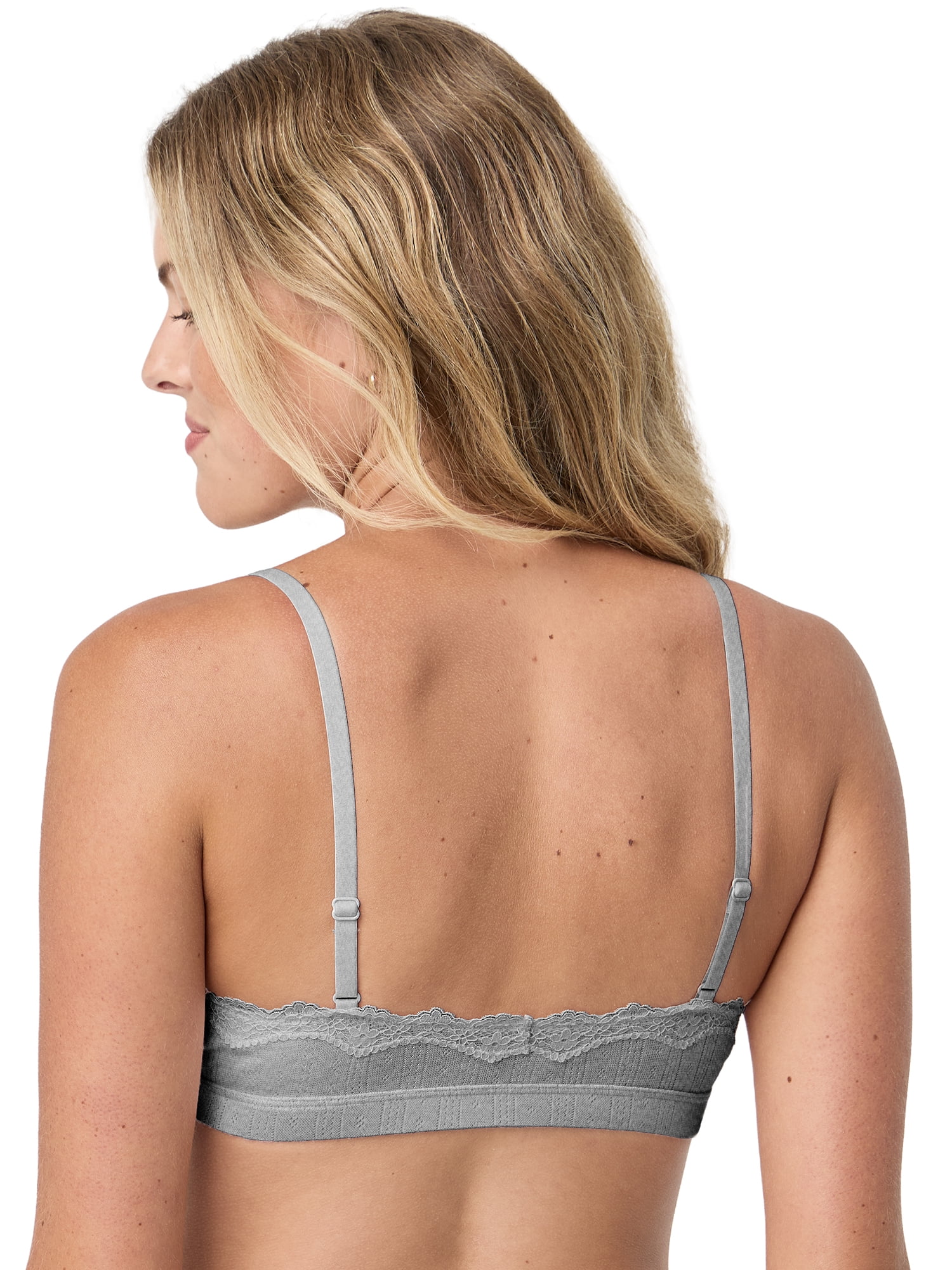 Kindly Yours Women’s Wire Free Pointelle Bralette with Lace Trim, Sizes S-XXXL