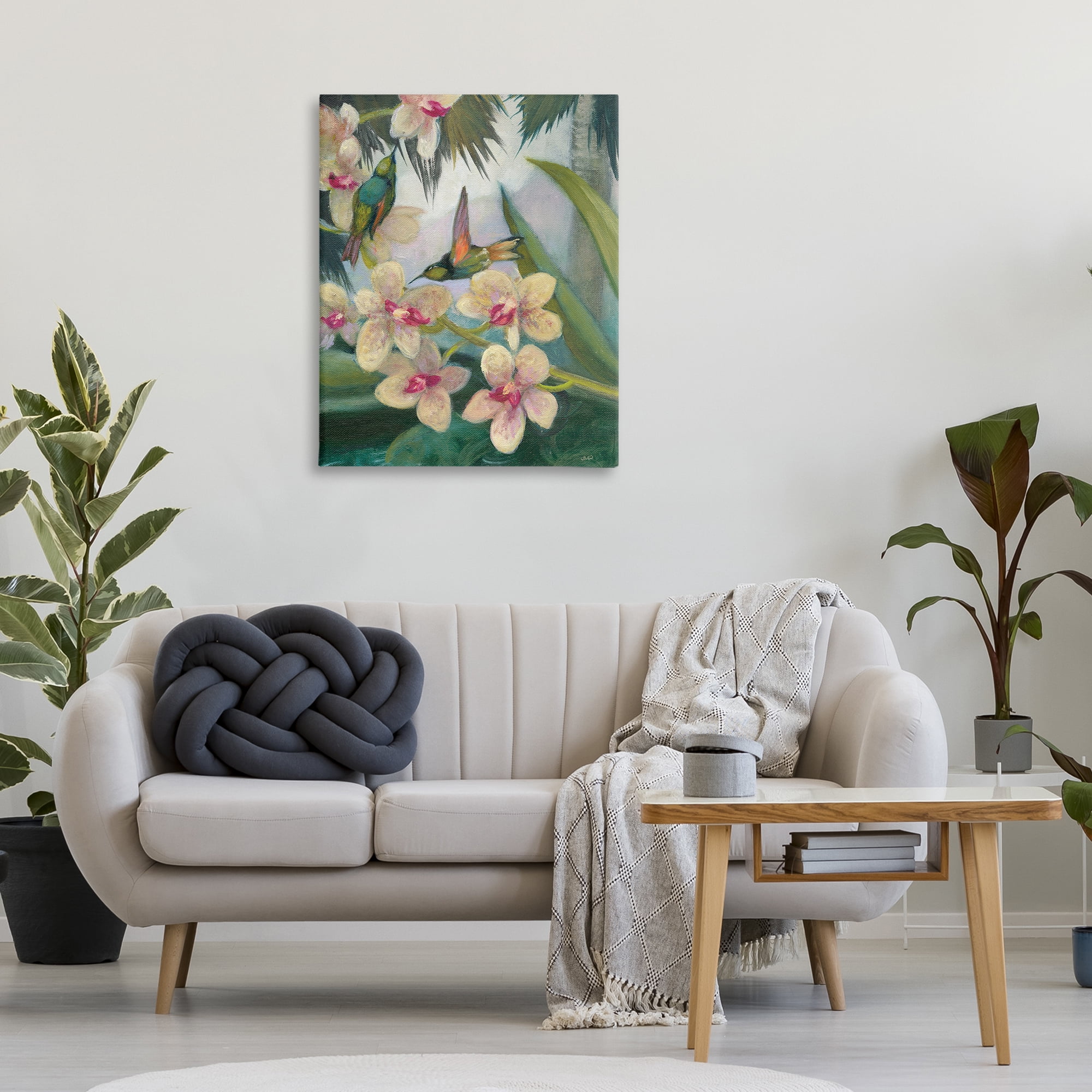 Stupell Industries Hummingbirds Among Blossoms Landscape Painting Gallery Wrapped Canvas Art Print Wall Art, 30 x 40