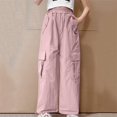 thumbnail image 3 of Fesfesfes Big Girls Elastic Waiste Pants Solid Color Work Pants Casual Loose Comfortable Pants Teen Girls Sports Pants, 3 of 4