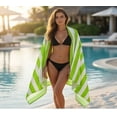 thumbnail image 6 of Oversized Cabana Striped Beach Towel, 60 x 28 Inch Large Quick-Dry Bath Towel, Lightweight Sand-Free Microfiber Towel for Swimming Pool & Travel, Available in 11 Colors, Green, 6 of 9