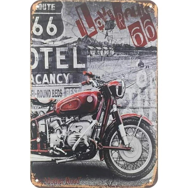 Placa Metal Vintage Ruta 66 Pintura Hierro Rectangular Arte La Pared Decor20x30cm