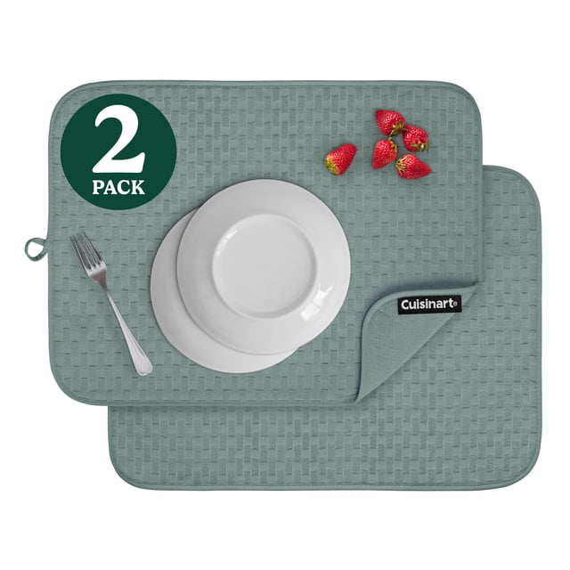 Cuisinart Tapetes Para Secar Platos Para Encimera De Cocina - (2) Tapetes Para Secar Platos Ultra Absorbentes Xl De 18.0 X 24.0 In, Plegables, Lavables A Máquina, De Secado Rápido (Cuadros En Cascada)