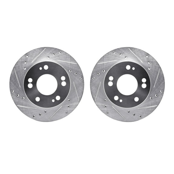 Dynamic Friction Company Front Brake Rotors-Drilled and Slotted-Silver 7002-72002