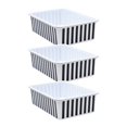 thumbnail image 1 of Plastic Storage Bin, Black & White Stripes - Large - Pack of 3, 1 of 1