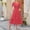 🔥 Red, variant on Sentmoon Wedding Guest Dresses for Women Holiday Short Sleeve V Neck Plus Size Dresses for Curvy Women Solid Color Pleated Breathable Regular Fit Long Dresses for Women Holiday