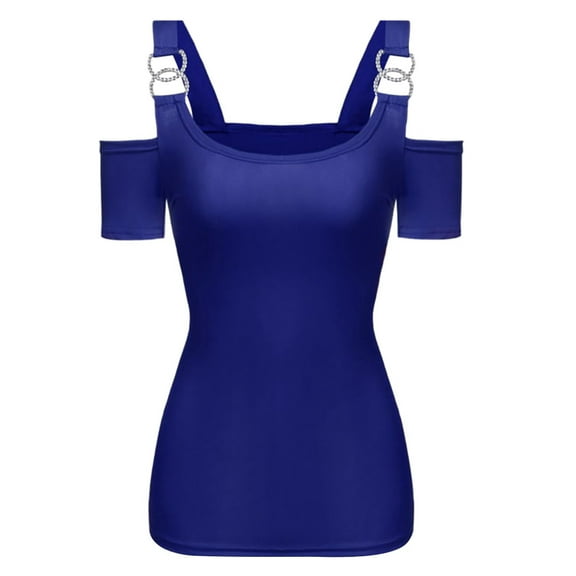 Ichuanyi Womens Shirts , A Strapless Metallic Top With Short Sleeves For Fashionable Ladies