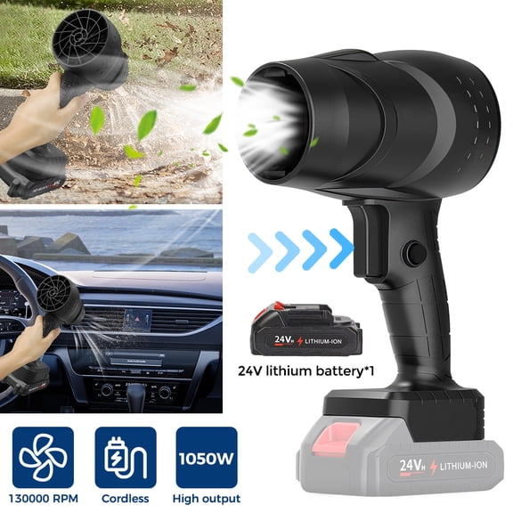 VTIN 1050W Cordless Leaf Blower Turbo Jet Fan,130000RPM, Variable Speed with Lock Trigger, Portable Lightweight, Durable Material, Multi-Use for Snow Removal/Dust Cleaning/Car Drying/Outdoor