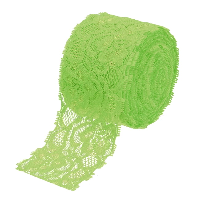 Unique Bargains Lace Trim 10 Yards 2 Inch Flower Elastic Lace Ribbons for Package Decoration Wedding Headbands Green