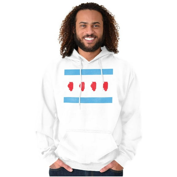 Illinois State Shape Pennant Flag Unisex Plus Fleece Graphic Hoodie Brisco Brands 2X