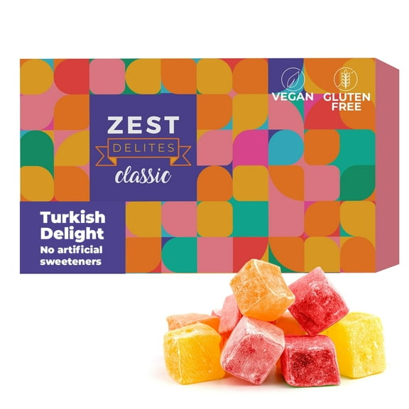 Zest Delites Turkish Delights Candy, Assorted Flavored Turkish Delight, 8.8 Oz Lokum, Gluten-Free
