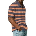 thumbnail image 4 of Polo Shirts for Men Casual Quarter Zip Striped Henley Shirts Regular Fit Short Sleeve T Shirt Stylish Work Collared Pullover Tops OIOLOYJM Ginger S, 4 of 9