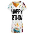 thumbnail image 4 of Happy Birthday Balloons And Cake Women Nightgown Sleepwear Short Sleeves For Vacations Travels Nightgowns Women's Pajamas, 4 of 7