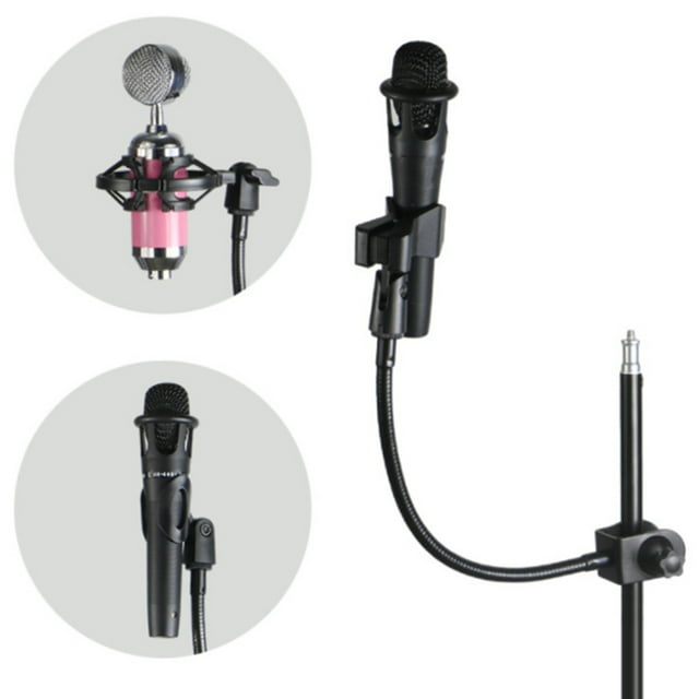 2X Support de Microphone Col de Cygne Flexible avec Pince de Bureau pour Radio Studio, Équipement de Diffusion en Direct