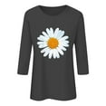 thumbnail image 2 of Black Womens Blouses Women's Round Neck Printed Seven Sleeve Casual T Shirt Top Ladies Tops and Blouses, 2 of 5