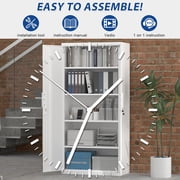 Marcree Metal Garage Storage Cabinets with Lock, 72 H White Storage Cabinet with Doors and Adjustable Shelves, Lockable File Cabinet, Steel Tool Cabinets for Home, Office, Garage, Shop, School