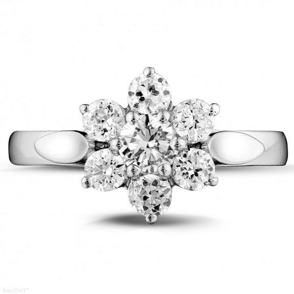 Silvago Jewelry 2.13 Ct Round Moissanite Ring - 14K White Gold Plated Engagement Ring for Women - Elegant Wedding Proposal Ring - Perfect Birthday or Anniversary Gift