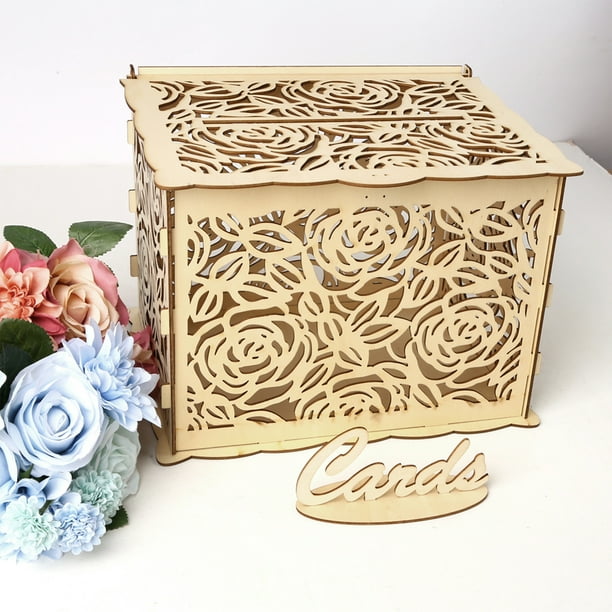 Monogrammed Wedding Card Box for Reception Customized with Lid and