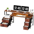 thumbnail image 3 of IULULU 67'' Computer Desk with 4 Drawer, Printer Cabinet and Power Outlet,Rustic Brown, 3 of 10