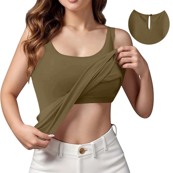 Work Shirts for Women Racerback Sleeveless, Built-In Bra, Workout Yoga Undergarment Spaghetti Strap Tank Top M