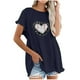 thumbnail image 1 of Blusa de manga corta con estampado regular de flecos y cuello redondo de algodón y cáñamo para mujer OAVQHLG3B Store  lin121212, 1 of 5