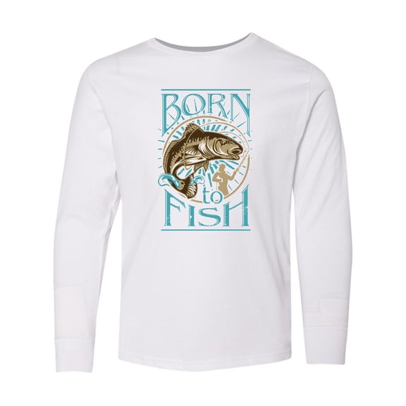 Inktastic Born to Fish Long Sleeve Youth T-Shirt