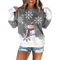 thumbnail image 1 of Wyzesi Sweatshirts pour Filles à Capuche Zippée Mode Col Rond Imprimé Noël Manches Longues Blouse Pull Sweat-Shirt Hauts Sweat-Shirts Marron Femmes Tricot Sweat-Shirts Col en V Ivoire, 1 of 4