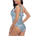 thumbnail image 4 of Rateoe Turtle Pattern Women One Piece Swimsuits Tummy Control One Shoulder Bathing Suits Ruffle Swimwear-Large, 4 of 6