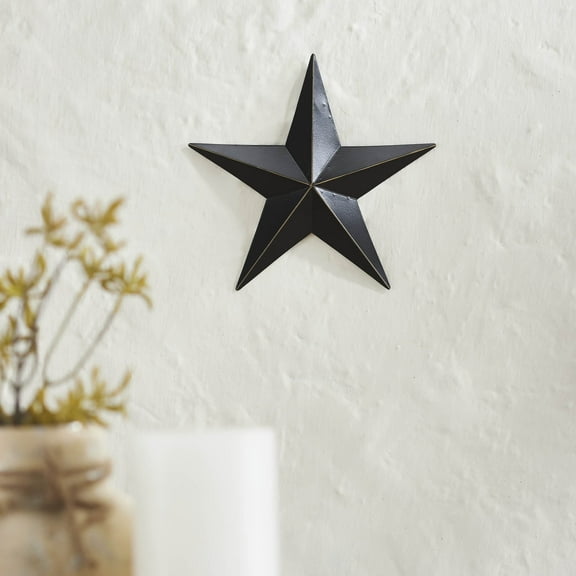 VHC Brands Patriotic Metal Star Distressed 8x8, Independence Day Decor, Decorative Wall Hanging, Rustic Farmhouse Decorations, Country Black, Vintage Tan