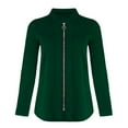 thumbnail image 4 of BiZtdJrK Womens Plus Size Slim Fit Blazer Casual Zip Front Collarless Jacket Solid Bussiness Work Office Blazers 2025 Fall Suit Going Out Clothes Lightening Sales Green S, 4 of 5