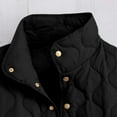 thumbnail image 4 of Hueook Womens Coats Solid Puffer Women Long Sleeves Quilted Jacket Lightweight Button up Collar Down with Pockets Outerwear Black M, 4 of 9