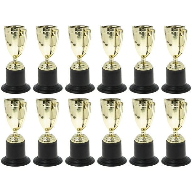 12 modelos de trofeos de plástico para fiestas, accesorios para premios infantiles, adornos pequeños.