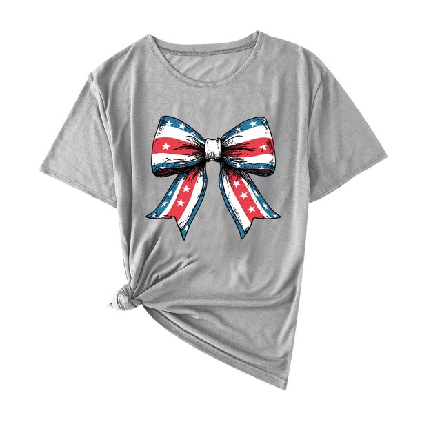 Camisas de Manga Corta para las Mujeres Moda Casual Impresión Cuello Redondo Suéter Tee Blusas