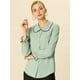 thumbnail image 2 of Blusa De Manga Larga Con Cuello Peter Pan Y Volantes Para Mujer Allegra K Verde XS, 2 of 6