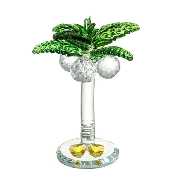 Crystal Palm Tree Decor Glass Coconut TreeTable Paperweight Statue，Home Figures Wedding Romantic Room Ornaments Decor，One Tree