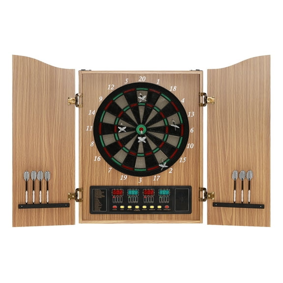 4 LED Electronic Dart Board, Electric Digital Dart Boards for Adults, Wall-Mounted Electronic Dart Machine with 12 Soft Tip Dartboard Set